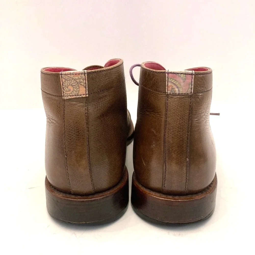 Ted Baker Boots Ankle Lace Up Chukka Men's 9 EU 42‎ Brown Textured Leather 10889